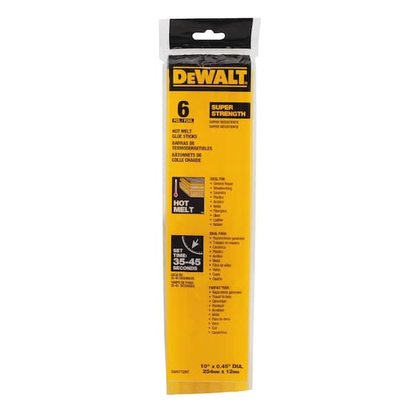 DEWALT Ceramic Rapid Heat Full Size Glue Gun and (2) 10 in. x 7/16 in.  Diameter Hot Melt Full Size Glue Sticks (6 Pack) DWHTGR50W750750 - The Home  Depot