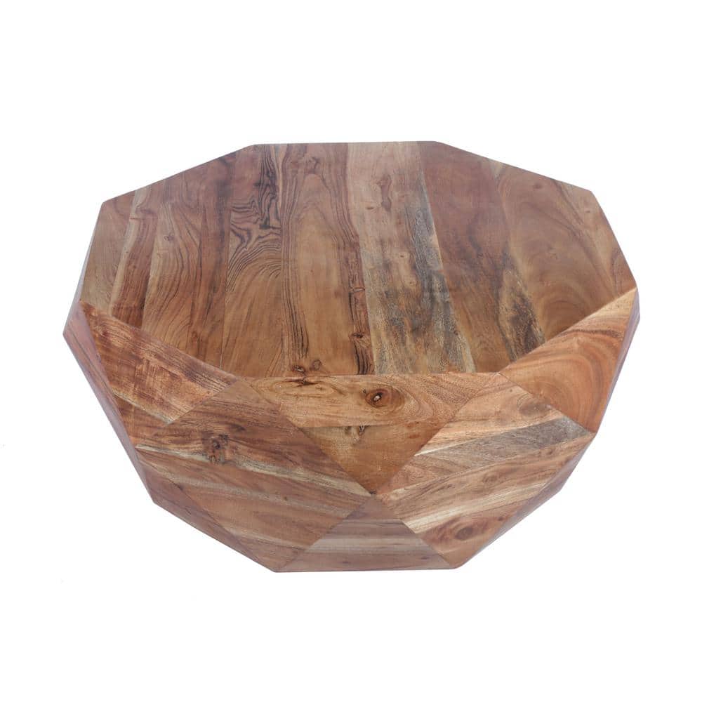 Natural Brown Acacia Wood Octagonal Coffee Table