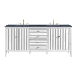 Myrrin 72.0 in. W x 23.5 in. D x 34.06 in. H Bathroom Vanity in Bright White with Charcoal Soapstone Top