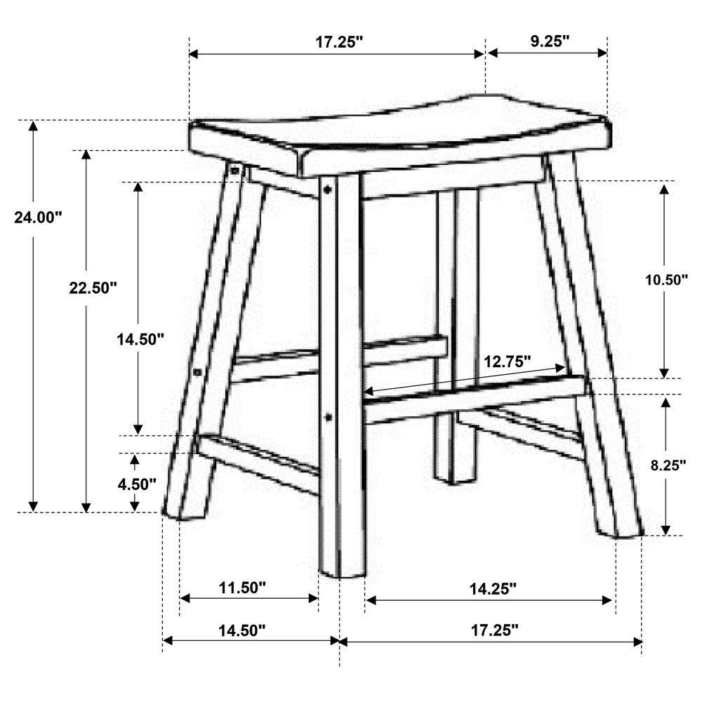 Transitional Black Wooden Saddle Counter Stools, 24" Height (Set of 2)