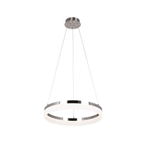 Alsy 35-Watt Integrated LED Brushed Nickel Pendant with Frosted Acrylic Shade