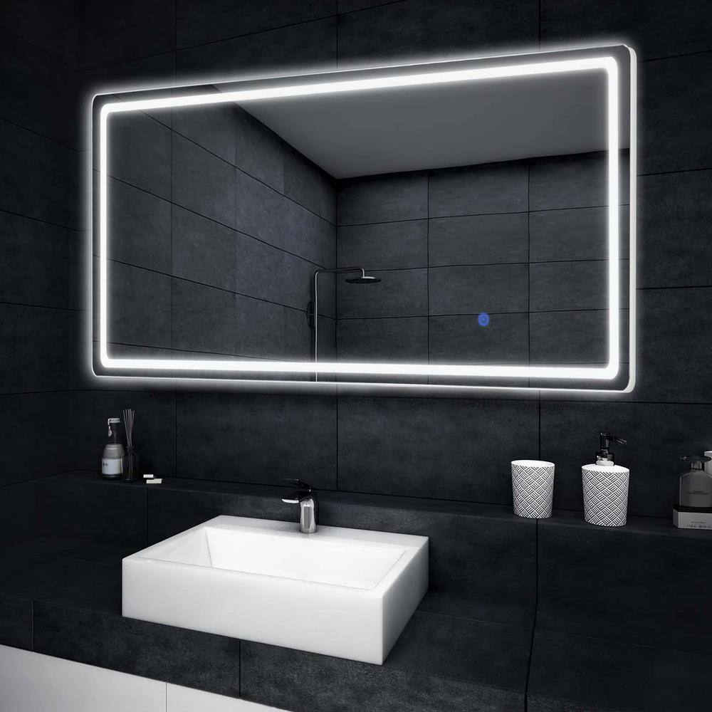 Silver 16 in. W x 63 in. H LED Full Length Mirror Floor Mirror Dimming and 