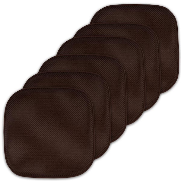 Sweet Home Collection Brown, Honeycomb Memory Foam Square 16 in. x 16 in. Non-Slip Back Chair Cushion (6-Pack)