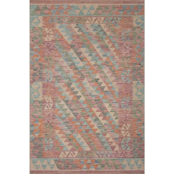 Loloi Malik Berry/Multi 2 ft. 6 in. x 11 ft. 6 in. Runner Geometric 100% Polyester Pile Area Rug Runner Rug