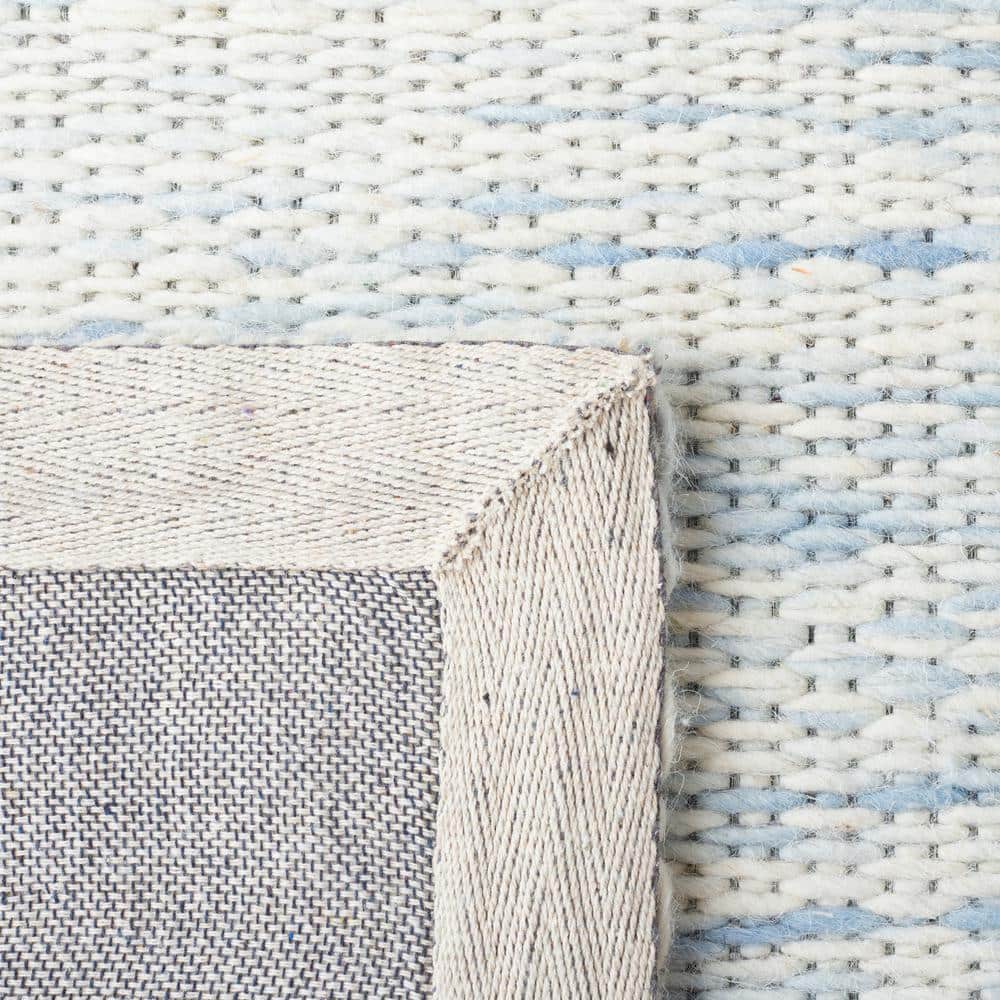 Marbella Blue and Ivory Flat Woven Wool Area Rug