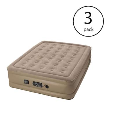 Raised Queen Air Bed Mattress with Never Flat Air Pump (3-Pack)