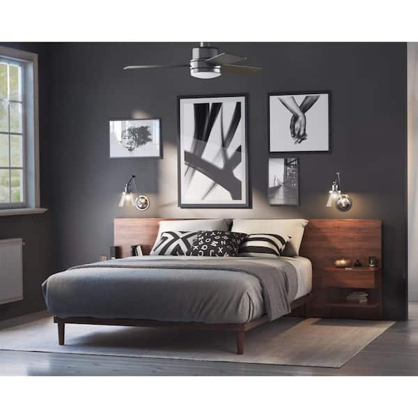 Trevina II 44 in. Indoor Integrated LED Brushed Nickel Modern Ceiling Fan with Remote for Living Room and Bedroom