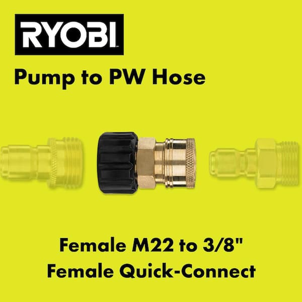 3/8 in. Female Quick-Connect x M22 Coupler for  Most Gas and Electric Pressure Washer Brands Up to 4000 PSI