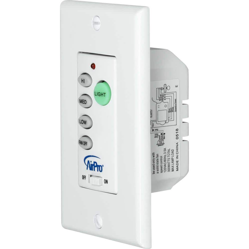 White Universal Ceiling Fan and Light Wall Control