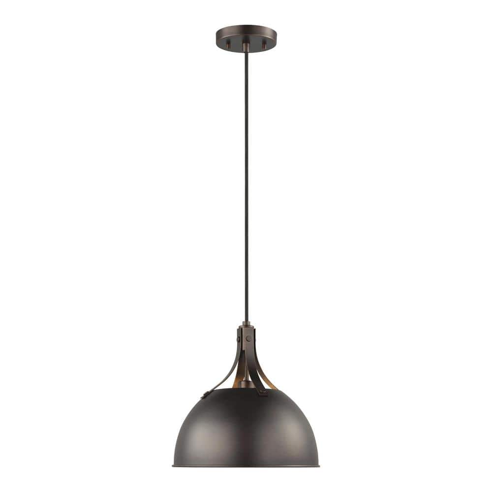 Rockland Bronze Dome Pendant Light with White Interior