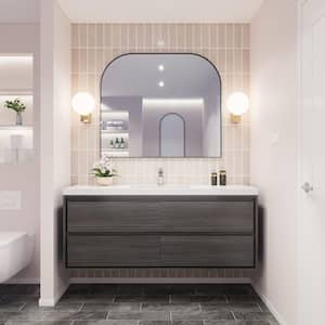 Sage 60 in. W Bath Vanity in Gray Oak with Reinforced Acrylic Vanity Top in White with White Basin