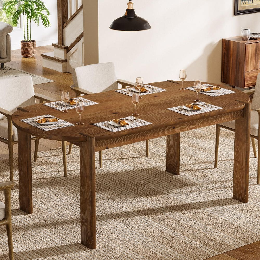vintageテーブル BYBLIGHT Roessler Vintage Brown Solid Wood 62.99 in. 4 Legs Dining