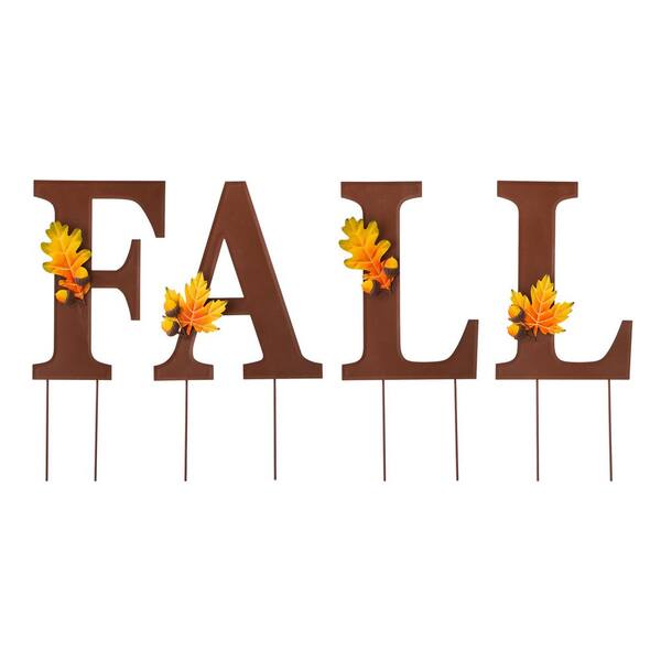 Glitzhome 24 in. H Metal FALL Yard Stake or Wall Decor or Standing Decor
