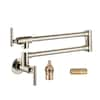 IVIGA Brass Wall Mount Pot Filler with 2-Handles and Double Joint Swing Arms Folding Kitchen Faucet in Polished Nickel VSK12SN