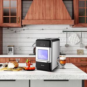 10 in. 44 lb. Nugget Portable Ice Maker in Silver and Black Countertop with Ice Scoop and Self-Cleaning