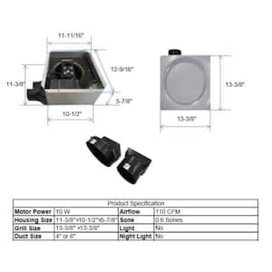 Slim Fit 90 CFM Bathroom Exhaust Fan with 10-Watt 4000K LED Light and Humidity Sensor Ceiling/Wall Mount White