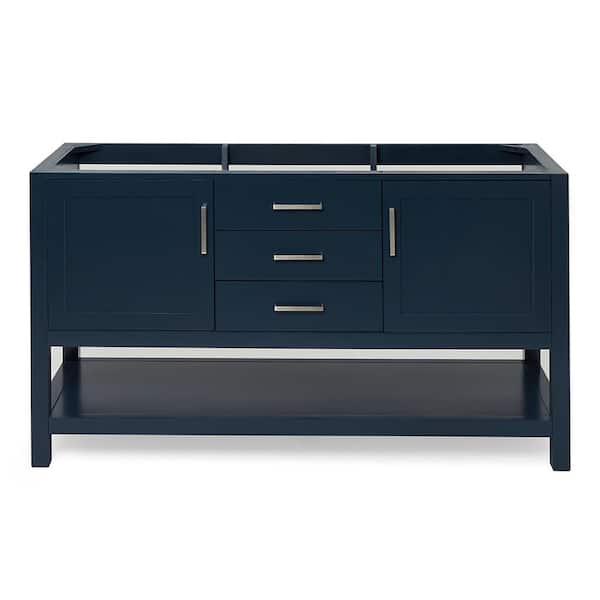 ARIEL Bayhill 60 in. W x 21.5 in. D x 34.5 in. H Freestanding Bath Vanity Cabinet without Top in Midnight Blue