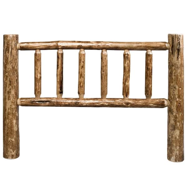 MONTANA WOODWORKS Glacier Country Collection Brown Puritan Pine Full Log Headboard with Spindles