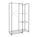 Gray and White Steel Freestanding Open Clothes Rack with Shelves (45.2 in W. x 68 in. H)