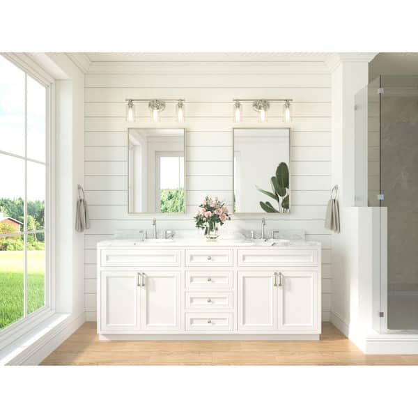 24 in. W x 36 in. H Rectangle Aluminum Framed Wall Bathroom Vanity Mirror in Brushed Nickel