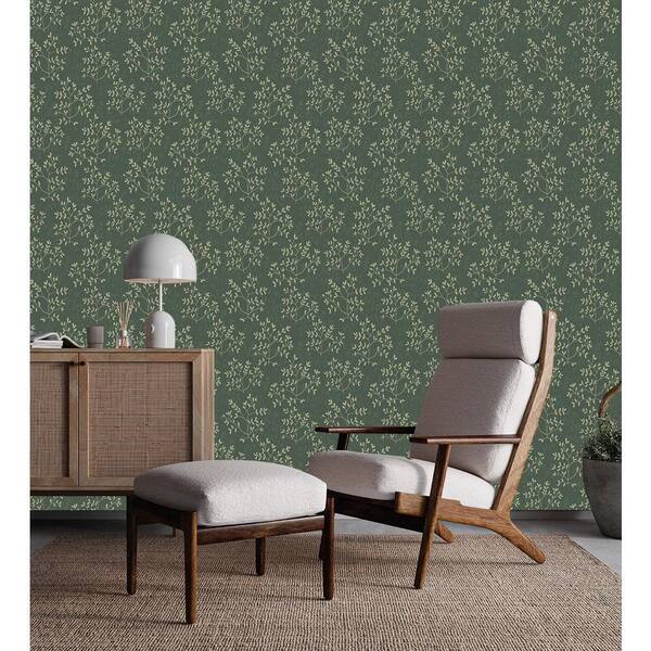 Deep Sea Shadow & Prairie Grey Dual Toned Branches Print Non Woven Non-Pasted Textured Wallpaper 57 Sq. Ft.