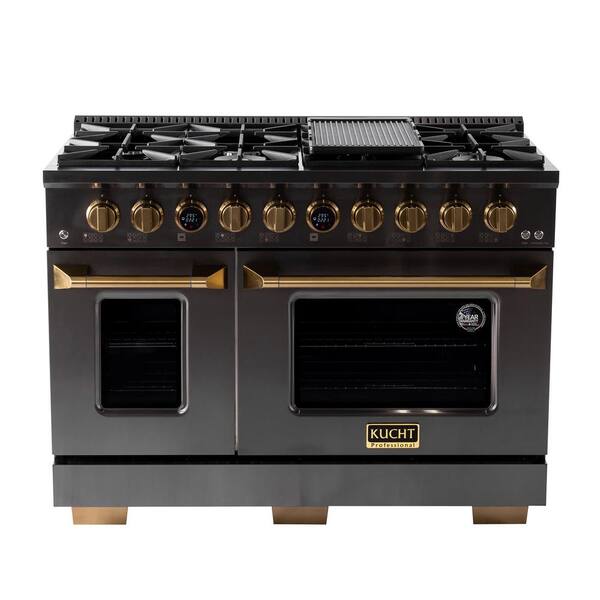 Reviews for Kucht 48 in. 8Burners Double Oven Dual Fuel Range Natural Gas in Titanium Stainless