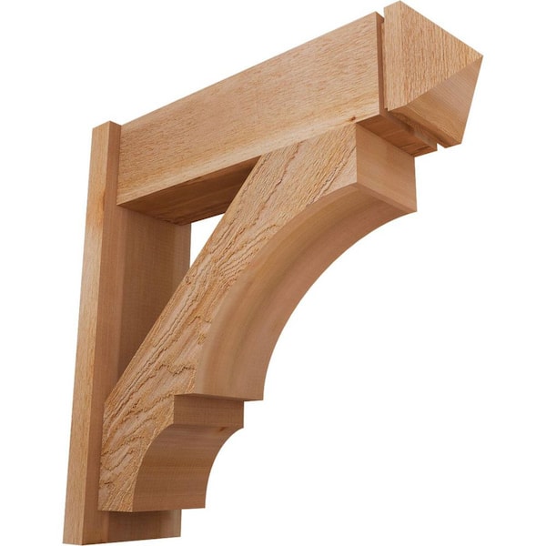 Ekena Millwork 8 in. x 28 in. x 28 in. Western Red Cedar Balboa Arts and Crafts Rough Sawn Outlooker