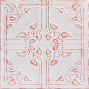 Ivy Leaves White Washed Copper 1.6 ft. x 1.6 ft. Decorative Foam Glue Up Ceiling Tile (21.6 sq. ft./case)
