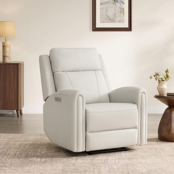 Nia Cream Faux leather Zero Wall Recliner with Contoured Ergonomic Armrests,USB & Type-C Charging Ports for Livingroom
