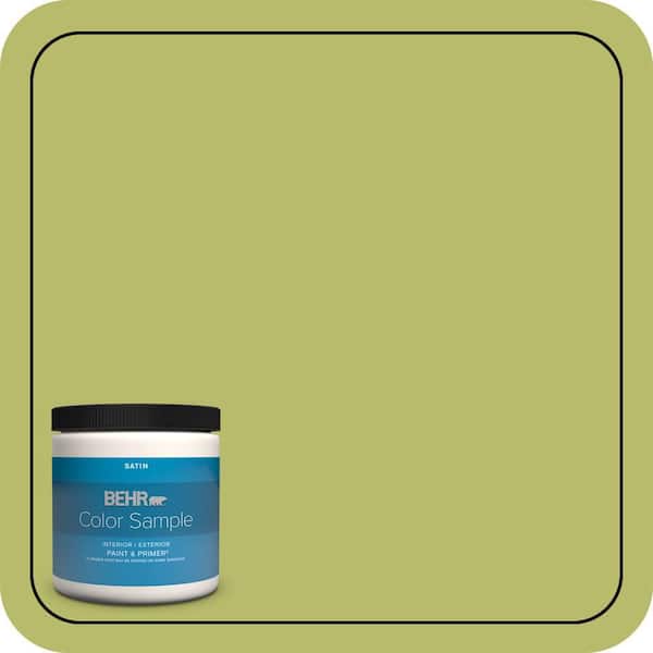 BEHR PREMIUM PLUS 8 oz. #P360-5 Citrus Peel Satin Enamel Interior/Exterior Paint & Primer Color Sample