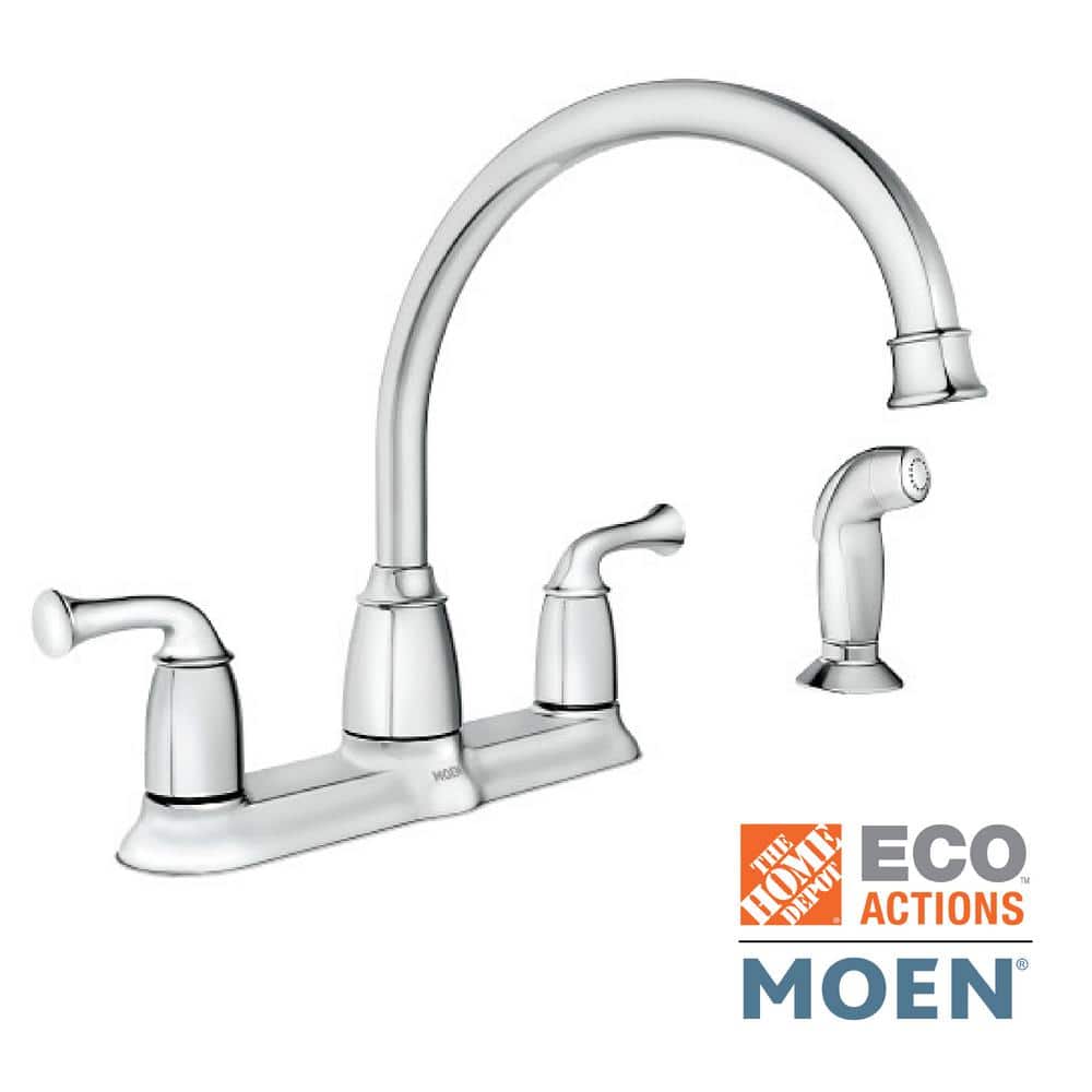 MOEN Banbury Double Handle Mid-Arc Standard Kitchen Faucet with Side  Sprayer in Chrome CA87553 - The Home Depot