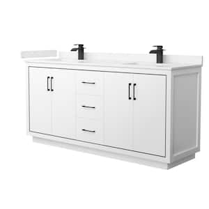 Icon 72 in. W x 22 in. D x 35 in. H Double Bath Vanity in White with Carrara Cultured Marble Top
