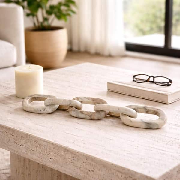 Beige/Brown 21.75 in. x 2.25 in. Marble 5-link Chain Sculpture