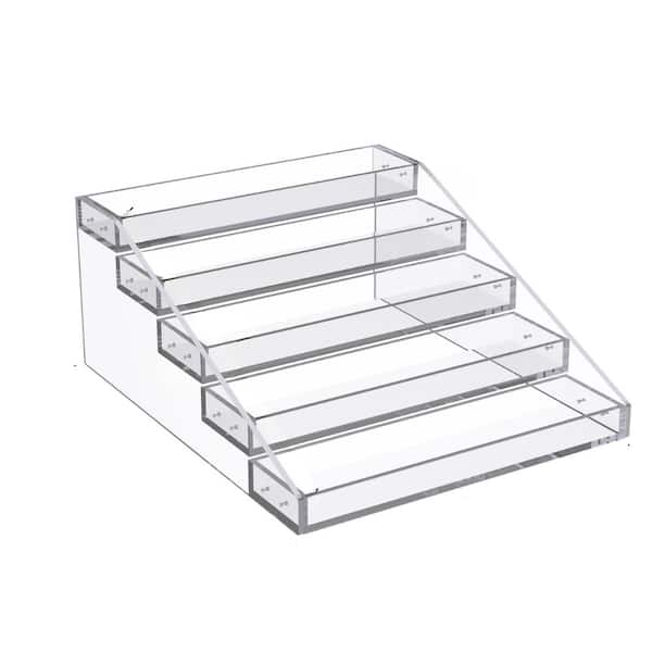 Five Tier Clear Acrylic Vertical Spice Rack Organizer 15.39 in x 12.21 in Countertop and Cabinet Shelves