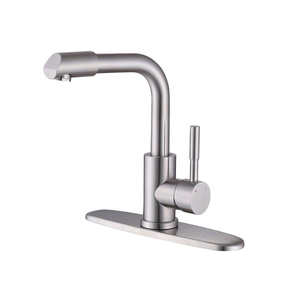 Single Handle Single Hole Bathroom Faucet with Adjustable-Angle Spout, Deckplate and Supply Lines in Brushed Nickel price history on PriceWatchPro