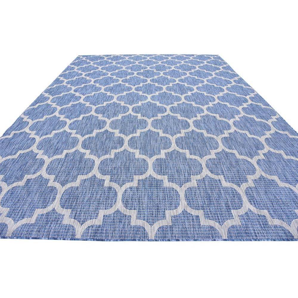 Navy Blue Trellis 9' x 12' Synthetic Outdoor Rug