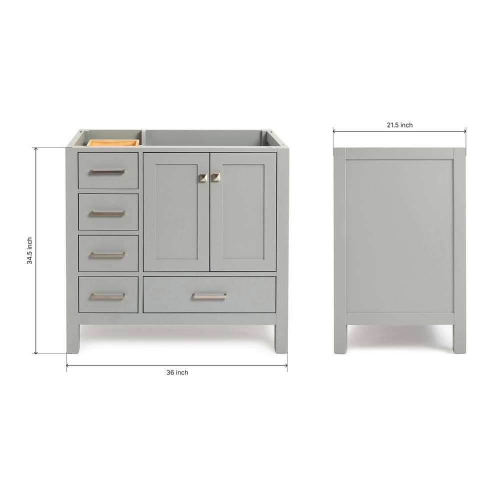 Cambridge 36" Gray Freestanding Plywood Vanity Cabinet