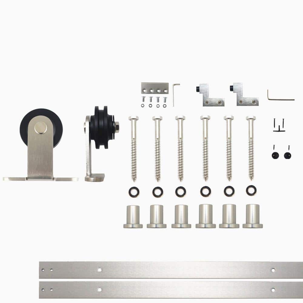 9 ft./108 in. Brushed Nickel Non-Bypass Sliding Barn Door Hardware Kit T-Shape Design Roller for Single Door price history on PriceWatchPro