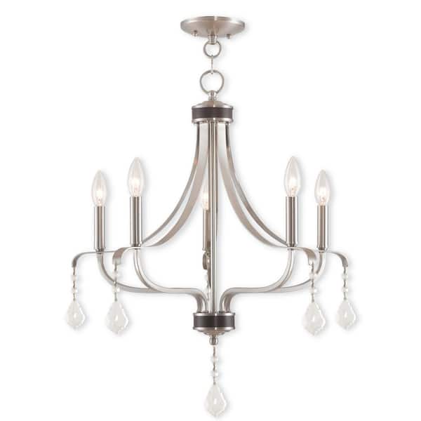 AVIANCE LIGHTING Chesley 5-Light Brushed Nickel Chandelier with Clear Crystals