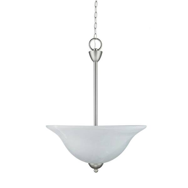 Chloe Lighting Transitional 3-Light Satin Nickel Ceiling Pendant Fixture with Frosted Alabaster Glass Shade