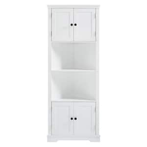 Anky 26 in. W x 13.9 in. D x 67 in. H White MDF Freestanding Bathroom Triangle Corner Storage Linen Cabinet