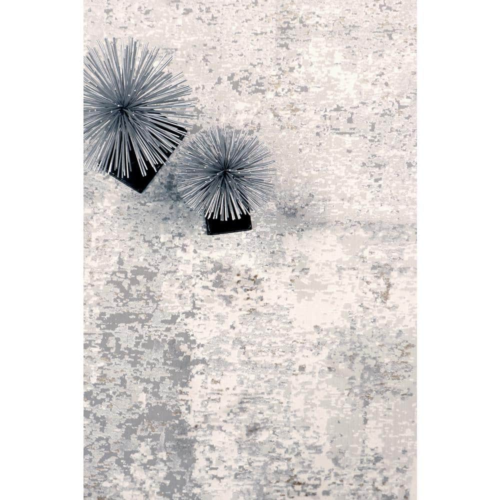 Stella Light Gray Abstract Rectangular 8' x 10' Viscose Area Rug