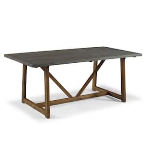 72 in. Grey/Brown Solid Wood Trestle Dining Table