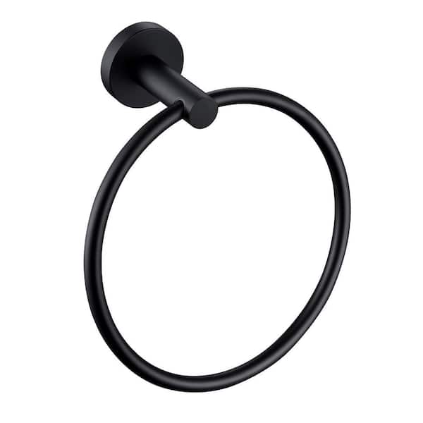 Martella Wall-Mounted Towel Ring in Matte Black