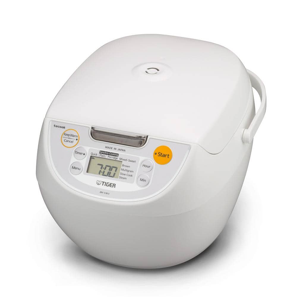 Tiger Micom 10-Cup White Rice Cooker with Tacook Cooking Plate JBV