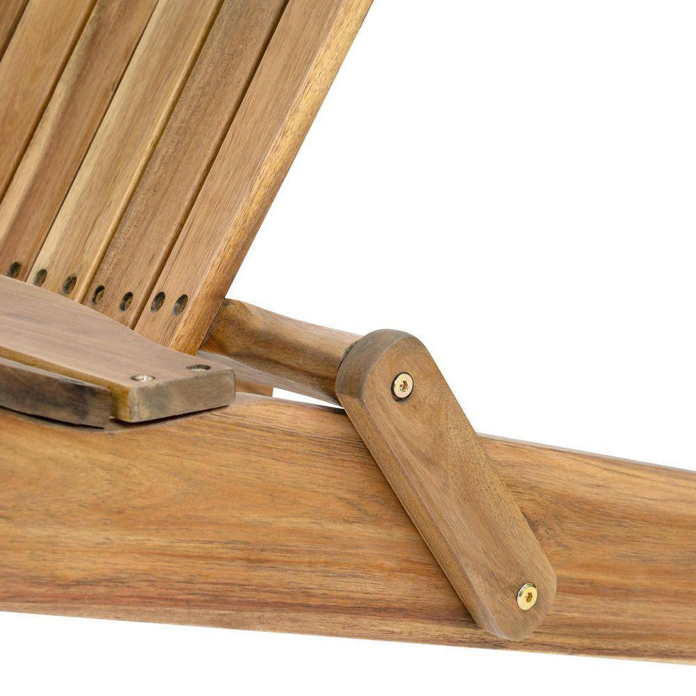 Close-up of the folding hinge and hardware on the Adirondack chair.