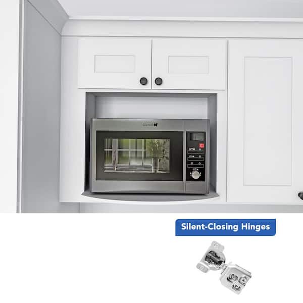 27 in. W x 17 in. D x 30 in. H Ready to Assemble Solid Wood Shaker Microwave Wall Kitchen Cabinet in White