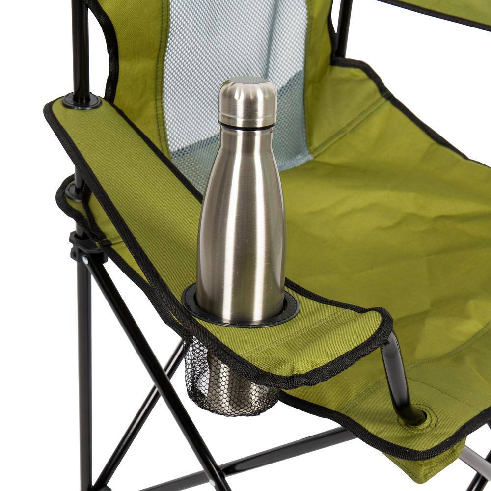 Green Mesh Back Folding Camp Chair with Steel Frame