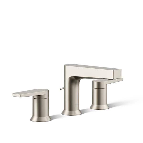 KOHLER Taut 8 in. Widespread Double Handle Bathroom Faucet in Vibrant Brushed Nickel