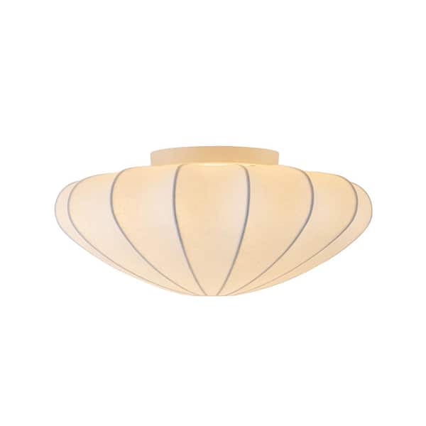 HUOKU Kateo 26.8 in. W 3-Light White Semi-Flush Mount Silk Ceiling